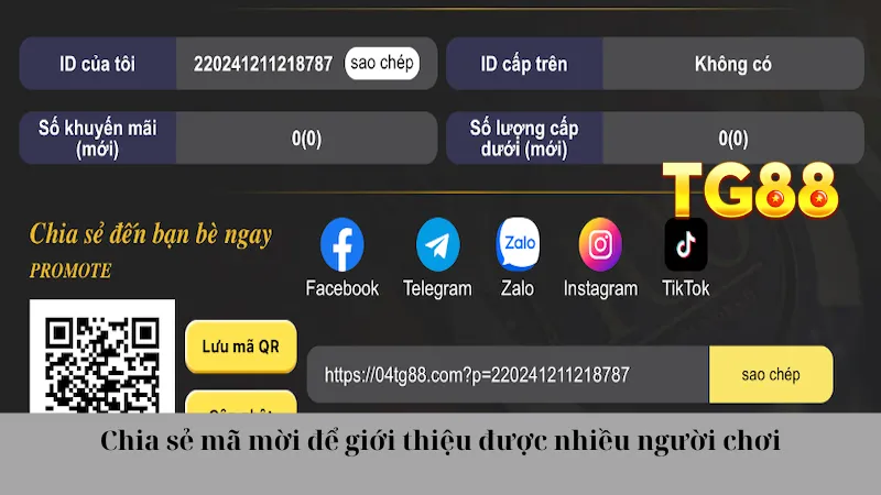 Chia sẻ mã mời để giới thiệu được nhiều người chơi