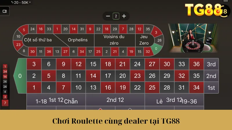 Chơi Roulette cùng dealer tại TG88
