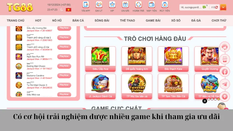 Có cơ hội trải nghiệm được nhiều game khi tham gia ưu đãi