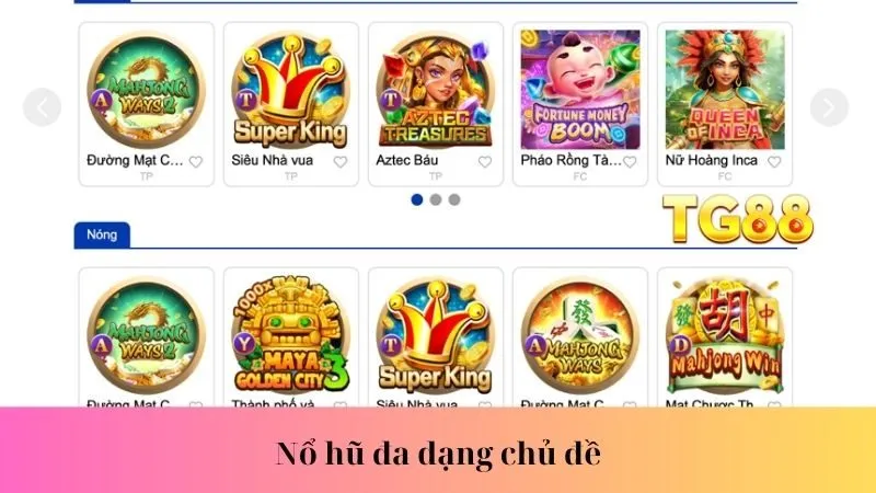 Nổ hũ đa dạng chủ đề