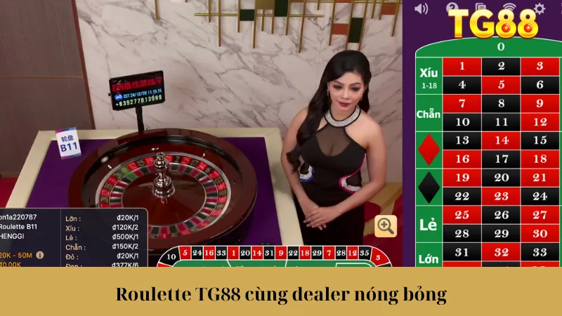 Roulette TG88 cùng dealer nóng bỏng